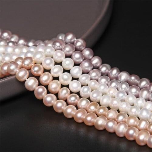 Fine 100% A Natural Freshwater Pearl Beads Loose 7-8MM Perles For Jewelry Making DIY Bracelet Necklace Earrings Accessories 14