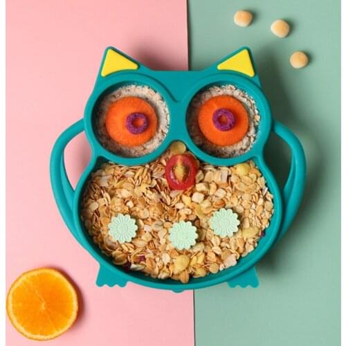 Baby Feeding Tableware BPA Free Cartoon Owl Integrated Food Bowl Baby Food Supplement Eating Bowl Non-slip Food Bowl