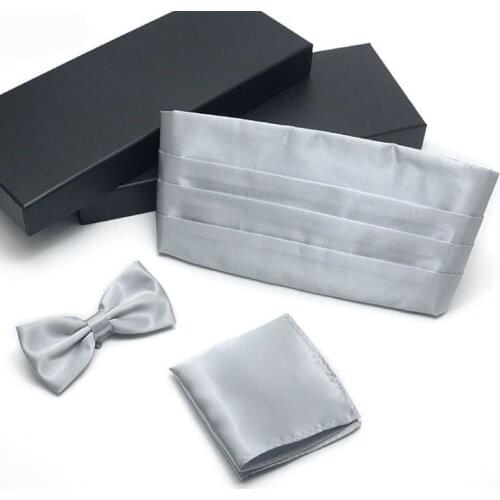 Premium Kids Tuxedo Silk Children Cummerbund Bowtie Hanky Set Wedding Formal Prom Dinner Party Pattern Gravata Boy Neckties