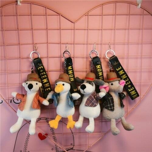 Cool 17cm new Popular Come on duck dog bear bag pendant cute keychain plush Soothing doll good quality christmase birthday gift