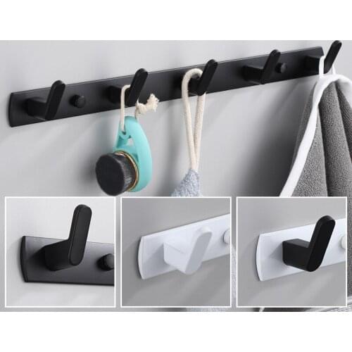Tuqiu Robe Hooks Clothes Hat Hook Row Black Robe Hook Aluminum White Bathroom Robe Hook Bath Hardware Set Kitchen Hanger