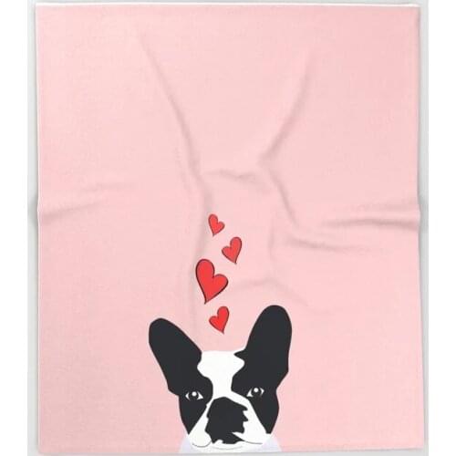 Bull Dog Cartoon Throw Blanket Cute Kids Design Bulldog Love Blankets for Beds Christmas Decorations for Home