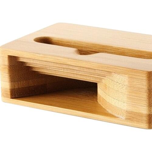 Desktop Wood Phone Stand With Sound Amplifier Table Bamboo Cellphone Holder Rack