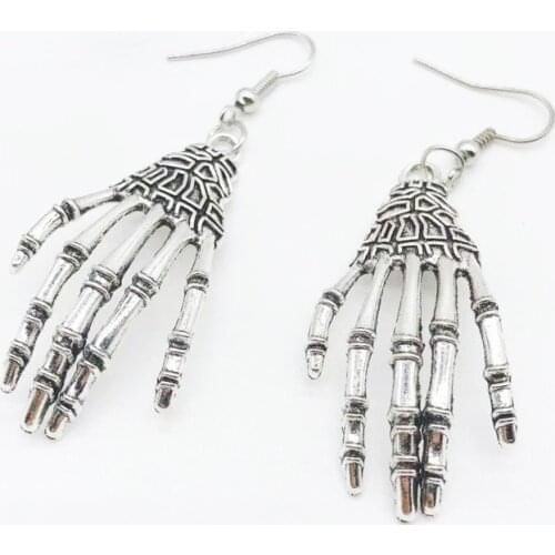 New Trend Creative Skeleton Palm Earrings Silver Skeleton Palm Personality Earrings Women Must Earrings Gifts