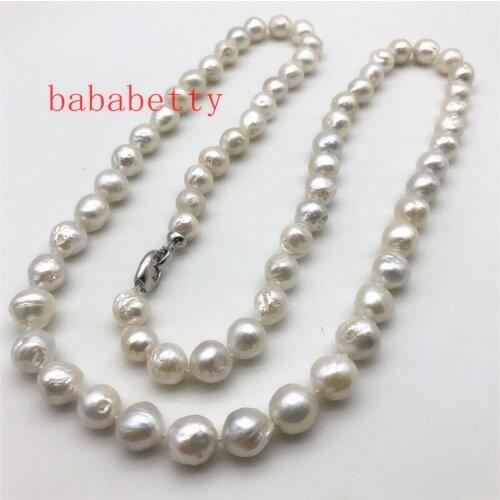 New Natural Freshwater white Pearl 11-15MM Wrinkle Edison Pearl Necklace Stud Earrings set