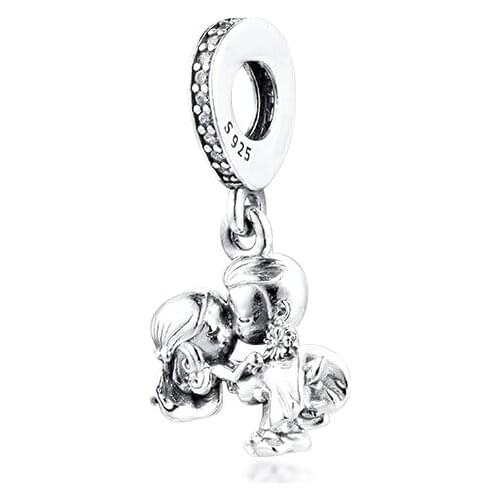 Fits for Pandora Beads Bracelets Married Couple Charms 100% 925 Sterling Silver Jewelry Free Shipping