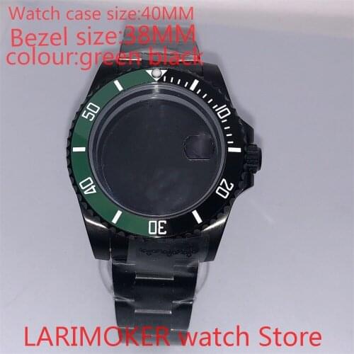 Suitable for NH35 NH36 Miyota 8215 40mm 904L stainless steel housing, sealed black back cover, with rotating bezel drak green