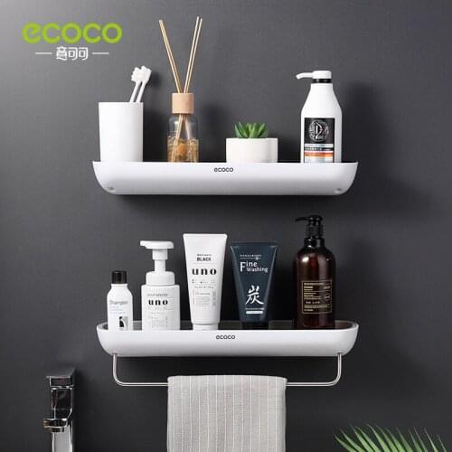 Ecoco Bathroom Shelves, Kitchen Organizer Wall Mounted, Home Towel shelf, Shampoo Rack With Towel Bar, Bathroom Storage Rack