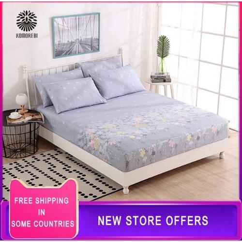 Fitted Sheet Mattress Cover Polyester Printing Bedding Linens Bed Sheets With Elastic Band Double Queen Size Bedsheet 180X200 CM