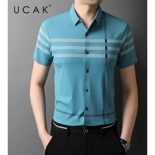 UCAK Brand Summer Comfortable Striped Shirts Men Clothing New Fashion Style Streetwear Casual Soft Shirt Clothes Homme U6213