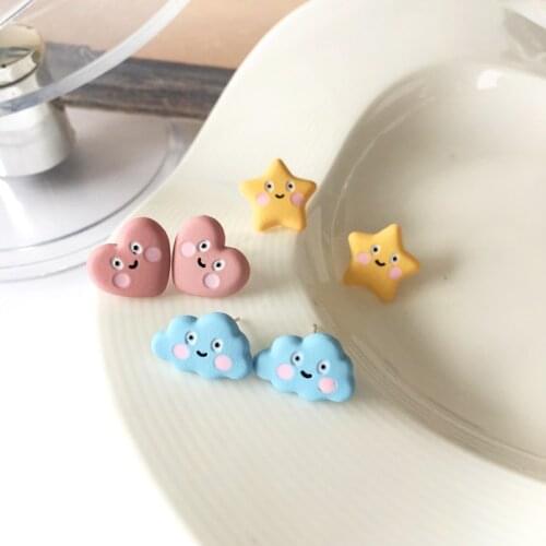 S925 Needle Cute cream star love fresh cartoon cloud earrings