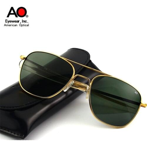 Aviation rectangle ao logo sunglasses women men 2021 uv400 brand designer pilot glass driving glasses oculos de sol masculino