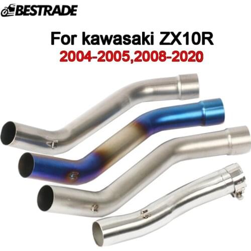 Motorcycle Exhaust Mid Pipe Middle Connecting Link Tips for Kawasaki ZX-10R 2004-2005 or 2008-2021 Slip On For 51MM Muffler Tube