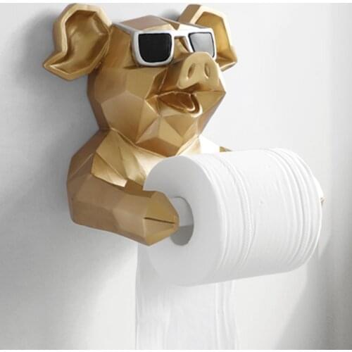 ANIMAL HEAD STATUE FIGURINE HANGING TISSUE HOLDER TOILET WASHROOM WALL HOME DECOR ROLL PAPER TISSUE BOX HOLDER WALL MOUNT WX4