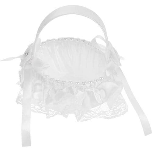 Wedding Flower Basket Wedding Basket Flower Girl Basket Bowknot Party Decoration Pretty Flower Girl Basket Practical Lace Basket