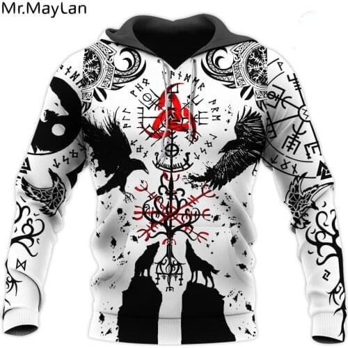 New Viking Mens Hoodie 3D Printed Jacket Men Women Harajuku Style Hoodies Casual Gothic White Streetwear Sweatshirt Drop ship