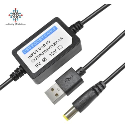 USB Boost Line Power Supply 5V To 9V 12V Step UP Power Line 1A Power Cord Module Converter Adapter Cable Connector 5.5mmX2.1MM