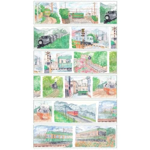 Vintage Train Washi Tape Landscaping Special Oil Journal Collage Decoration 2 Meters