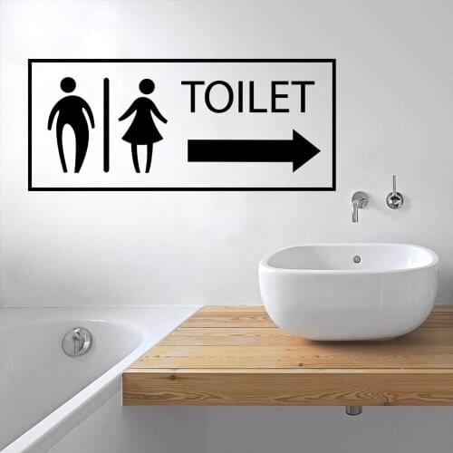 Toilet Signage Restroom Arrow Sticker Wall Vinyl Sticker Decal Waterproof Bathroom Decoration Removable A001845