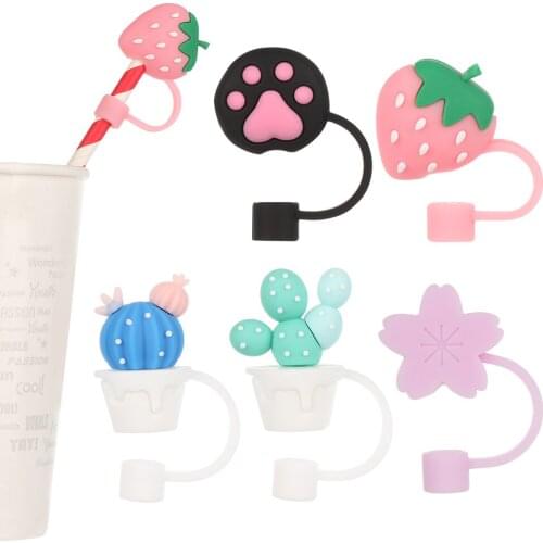 1pc Creative Silicone Straw Plug Reusable Drinking Dust Cap Glass Cup Accessories Cartoon Plugs Tips Cover