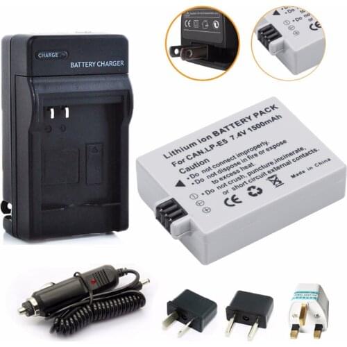 Probty LP-E5 LPE5 LP E5 Battery + Charger For Canon EOS Rebel XS Rebel T1i Rebel XSi 1000D 500D 450D Kiss X3 Kiss X2 F Camera