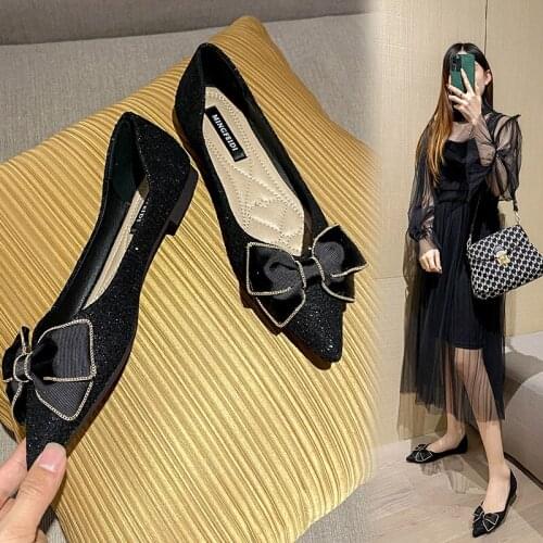 Zapatos de mujer 2020 Fashion bowknot Women Flats Rubber Shoes Concise Comfortable Office femme Party Pointed Toe women Shoes