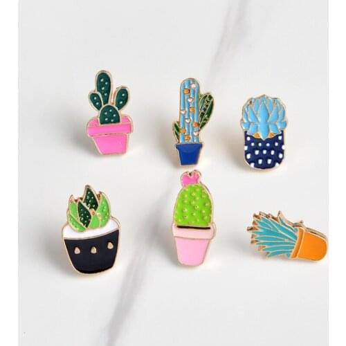 1PCS Fine colour Cartoon Lovely Plant cactus Brooches wholesale Pins Enamel Pin Lapel Brooches Badges Women Men Accessories