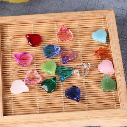 10pcs/lot 12x15mm Multi Color Lampwork Bead Glass Gradient Heart Shape Bead DIY Lampwork Charm Bead For Bracelet Necklace Making