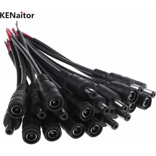 20pcs 5.5x2.1 DC 12/24V Male+Female Plug Cable Wire Connector for LED Strip Light Ceiling Light DC led Strip Light Connectors