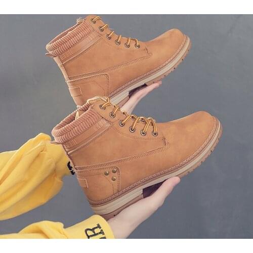 2020 Spring New Boots Women Genuine leather Casual shoes Female Martin Boots Fashion Round Toe Western Ankle British Style