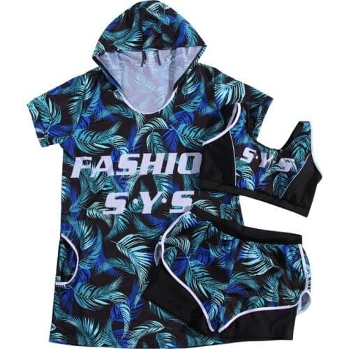 2021 New Tankini Swimsuit Women Plus Size Swimwear Leaf Print Sport Swimming Suit for Women Beach Wear Bikini Set Swim Biquini