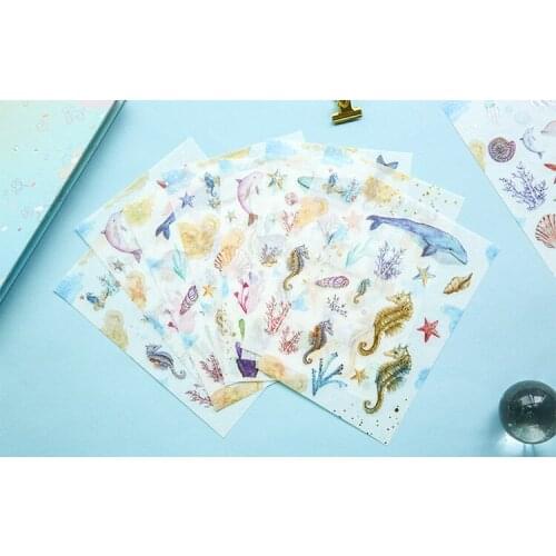 3pcs Under sea gilding sticker pvc diy decoration sticker for album scrapbooking stationery sticker gift for kids