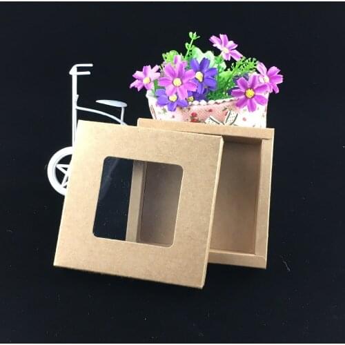 30pcs/lot kraft paper pvc plastic window Macarons box, Kraft paper gift cookies cake packaging box,rectangle biscuits pastry box