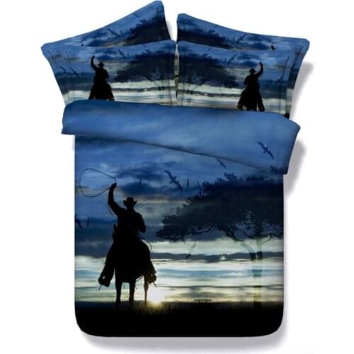 4/6pcs Cowboy Cowgirl Themed bedding sheets set queen size duvet covers Single bed linen for adult teens bedclothes 3d king