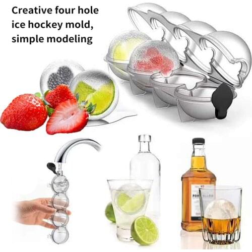 4 Cavity Whiskey IceCube Maker Mold Sphere Mould DIY Kitchen Tool Silicone Ice Cream Tools Ice Grid Round Homemade Ice Ball Mold