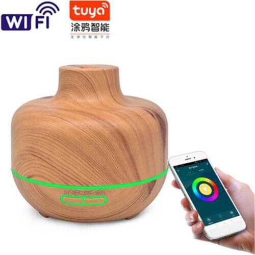 - 400ml Smart Wifi Wireless Essential Oil Aromatherapy Diffuser - Works With Alexa & Google Home Deep wood grain, light wood