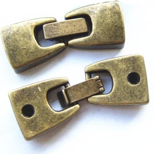 5 Sets Antique Bronze Novel Smooth Snap Clasp For 14.5*2mm Flat Leather Cord Bracelets & Bangles Jewelry Fittings
