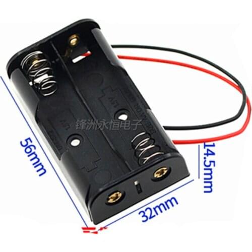 5pcs Wired 2 X 1.5V AA Battery Holder Plastic Case Storage Box Black with Metal Plate Robot Experiment