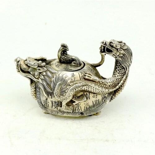 509 Pure brass handicrafts, old household decoration, copper kettle, dragon turtle, small wine teapot