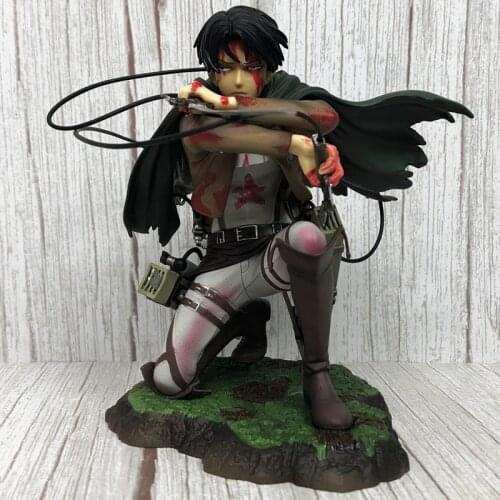 Animation Attack on Titan Action Figures 15cm Blood Squatting Soldier Commander Levi Ackerman PVC Model Toy Collection Dolls