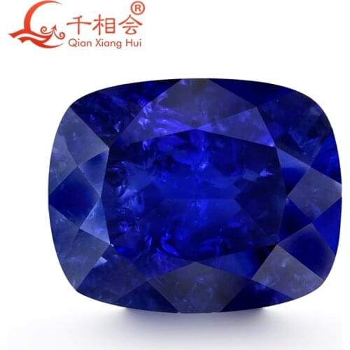 Antique cushion shape blue color artificial sapphire including minor cracks and inclusions corundum lose gem stone