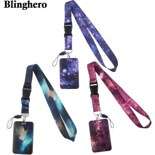 CB0187 Art Oil Painting Starry Sky Card Cover Credit Card Badge Holder Lanyards Nurse Name Tag ID Badge Holder Card Holder