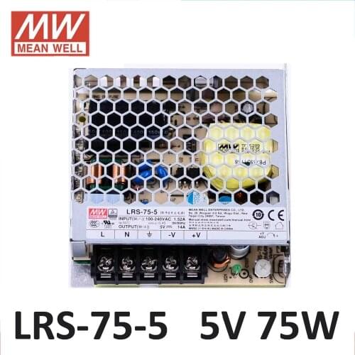 MEANWELL LRS-75-5 DC 5V switching power supply 85-264VAC input 72W 5V 14A Meanwell power supply driver For LED Strip UL CE CB