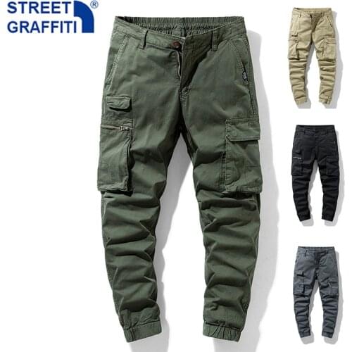 New Men Tactical Cargo Pants Mens Cotton Multiple Pocket Joggers Hip Hop pants Men street fashion Tie feet Breathable Trousers
