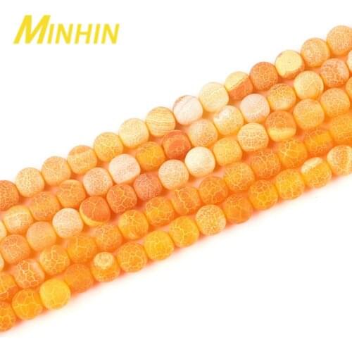 MINHIN 6/8/10mm Natural Stone Beads Multi Colors Frost Cracked Dream Fire Dragon Veins Agates Beads For Jewelry Making DIY