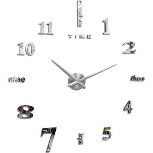 Clocks for Living Room Decor Frameless DIY Wall Mute Clock 3D Mirror Surface Sticker Home Office Decoration large Wall Clock