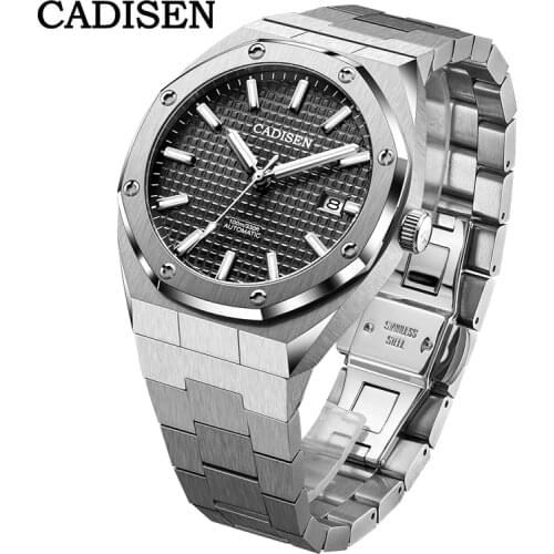 CADISEN 42MM Mens Watches Stainless Steel Mechanical Top Brand Luxury Automatic Watch Men 2020 NH35 100M Waterproof Sport Clock