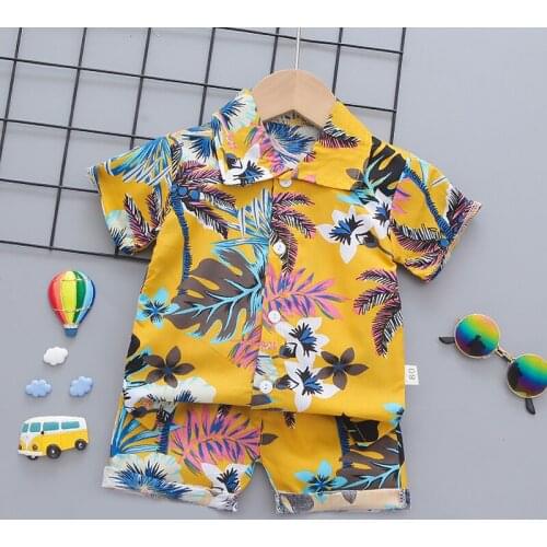 Kids Boys Fashion Summer Simplicity Clothing Sets New Lightweight Baby Boy Floral Casual Shirts Shorts for Outfits Beach Clothes