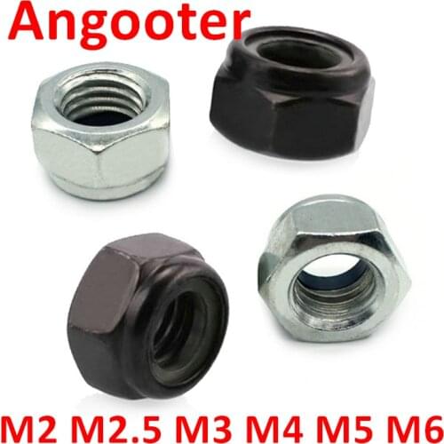 DIN985 M2 M2.5 M3 M4 M5 M6 Black zinc or Galvanized carbon steel Nylon self locking Nuts Hex Nylon Insert Lock nuts Locknut