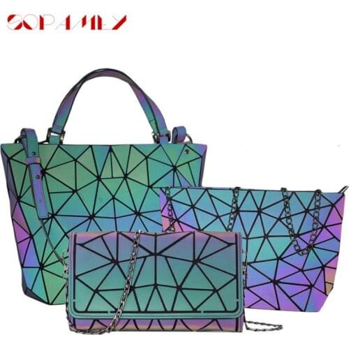 Women Handbag Set Women Shoulder Bags Luxury Designer Folding Crossbody Bag Female Purse And Wallet For Ladies Luminous Tote Bag